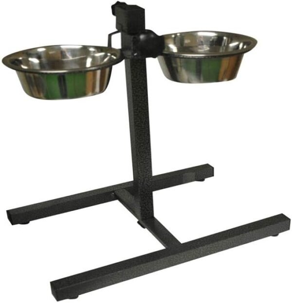 Paw Prints Stainless Steel Pet Bowl Set with Adjustable Stand