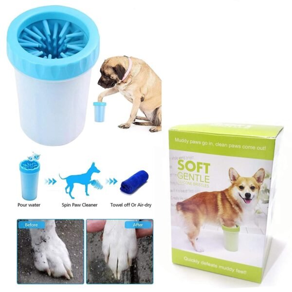 Paw Cleaner Portable Dog Paw Washer with Soft Silicone Foot Washing Cup, Quickly Cleaning Pets Muddy Feet (Color May Vary) (Small)