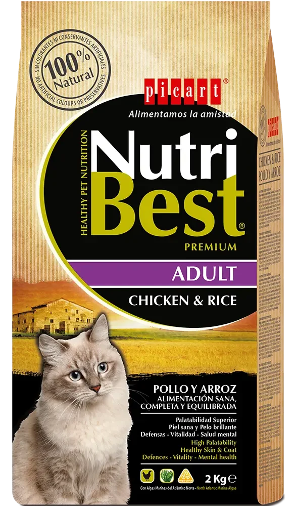 Nutribest Complete Food with Chicken and Rice for Adult Cats 2000g