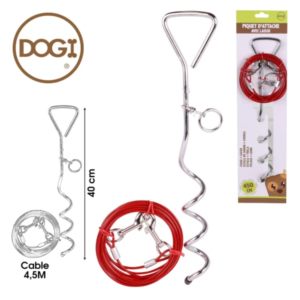 Spiral tie out cable and stake Leash